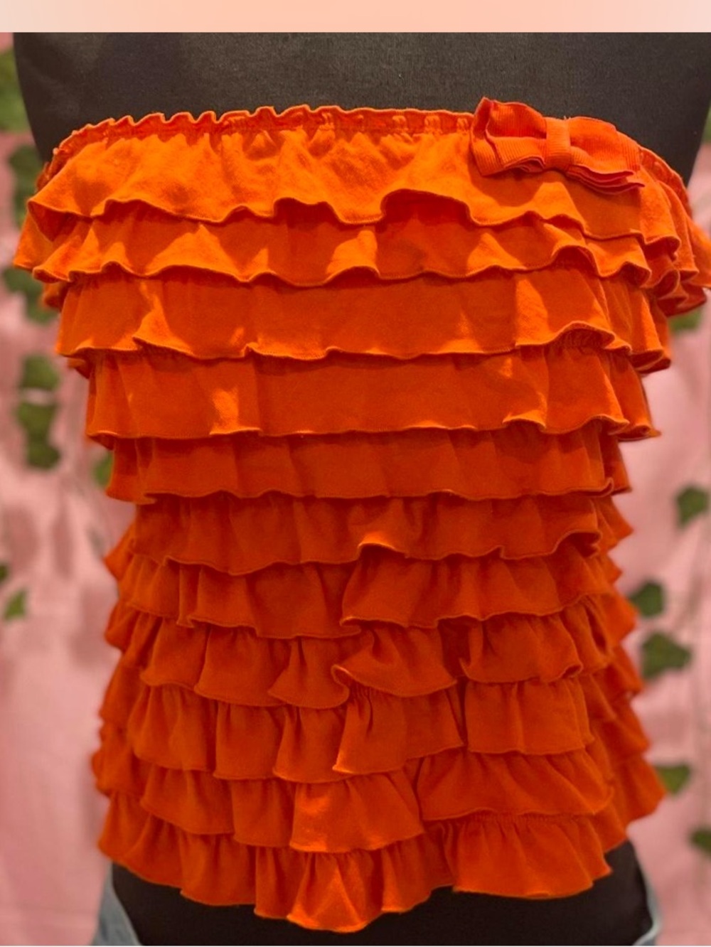 Hollister Orange Ruffled Strapless Top